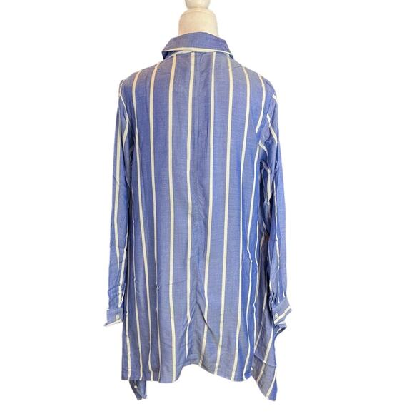 Linea Striped Striped Top with Pockets Asymmetrical Louis Del 'Olio Size XS NEW - Picture 7 of 11